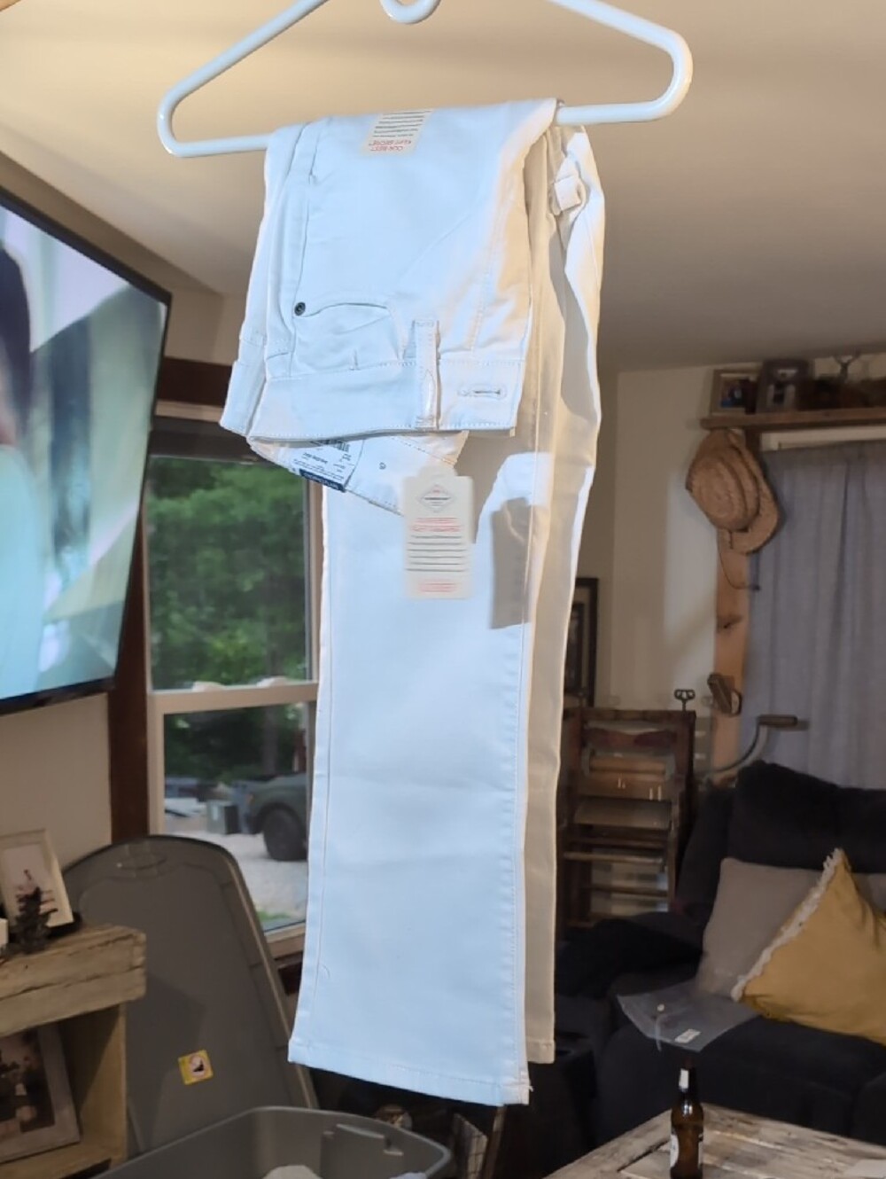 St. John's Bay White Cropped Flare Jean with Beige Tag